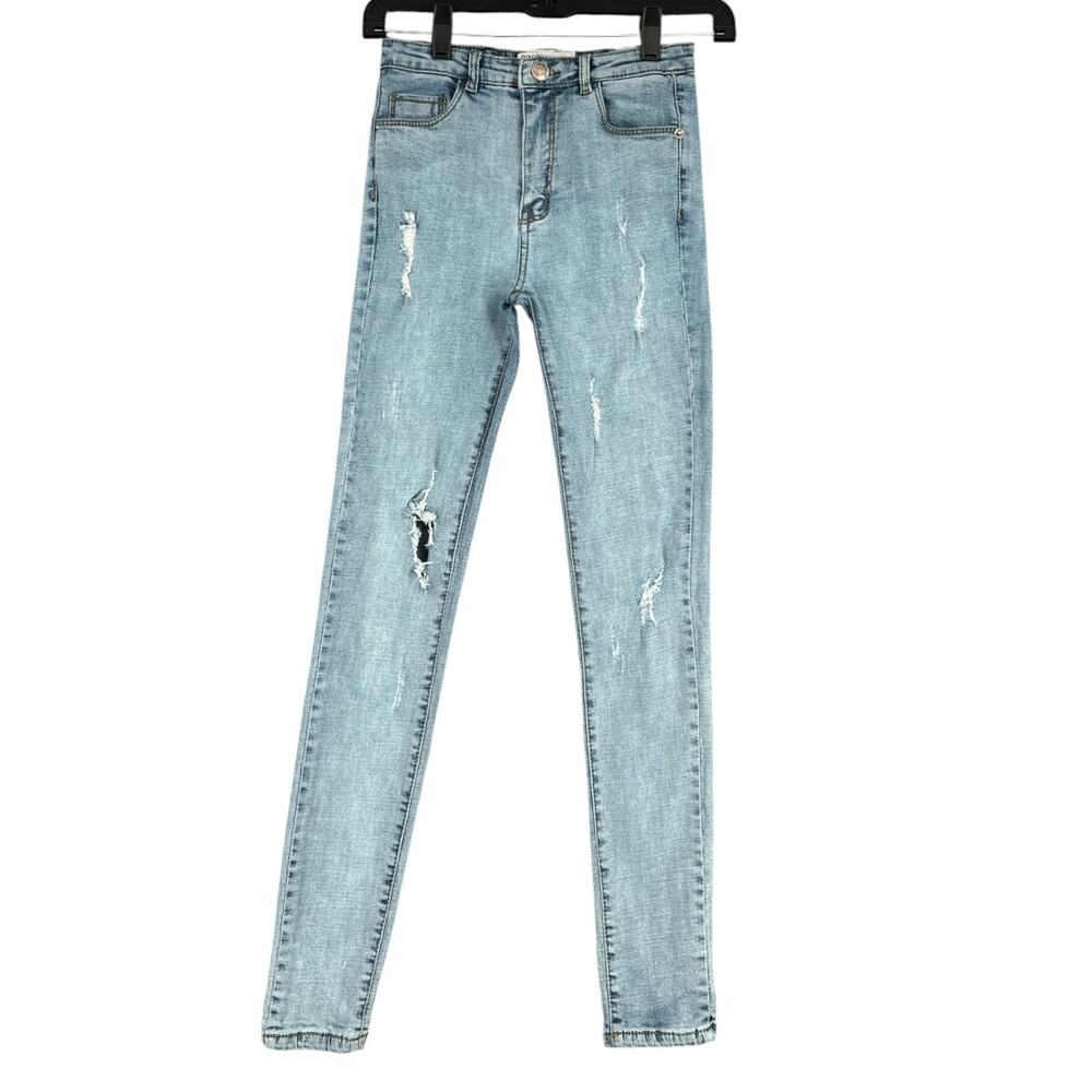 PINKY Light Blue Distressed Stretch Denim Super Skinny‎ Jeans Size 29